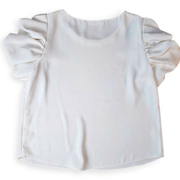 Amanda Uprichard Merris Top Ivory White Puff Sleeve Revolve Large - Picture 11 of 13